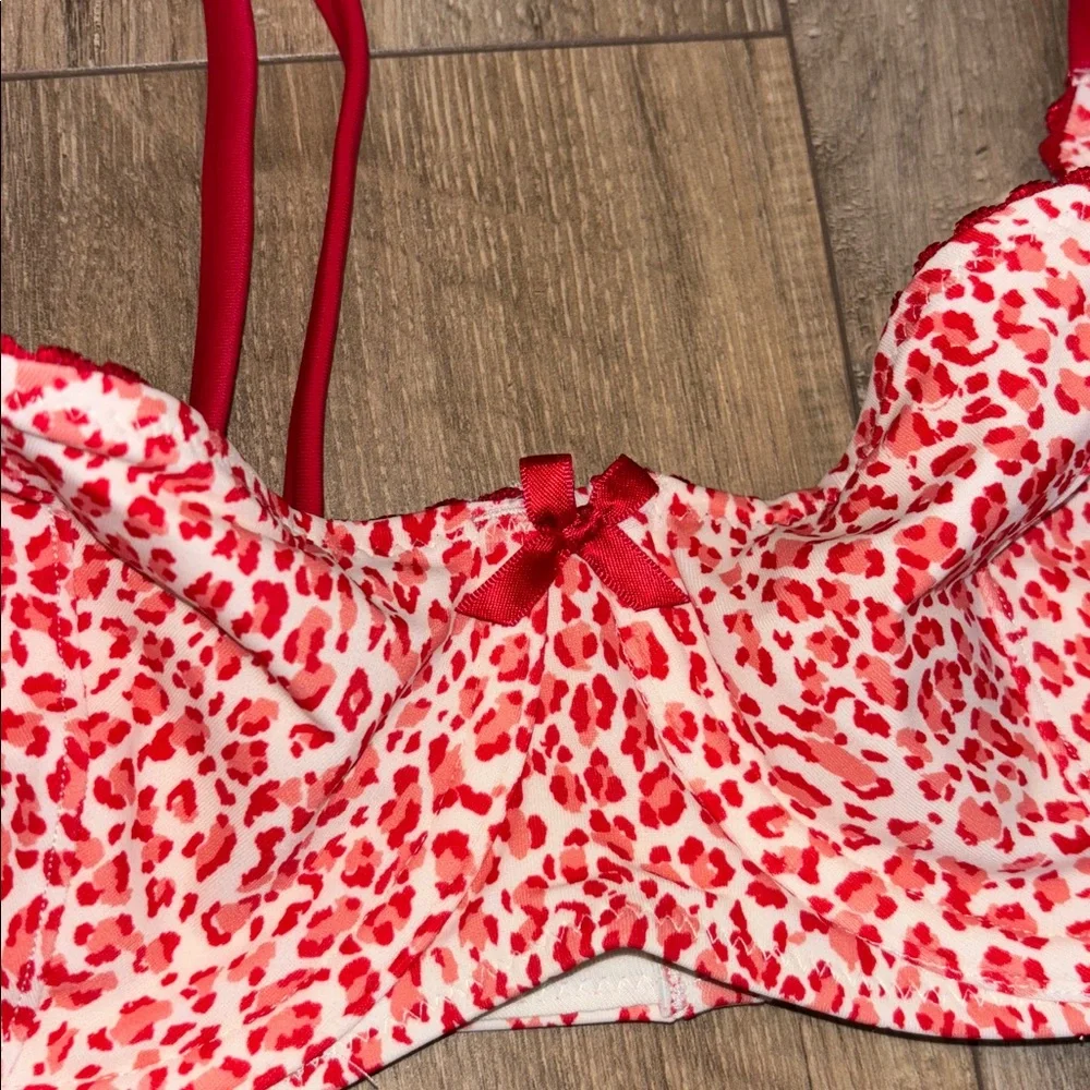 PINK By Frankies Bikinis Red Leopard Print Bikini